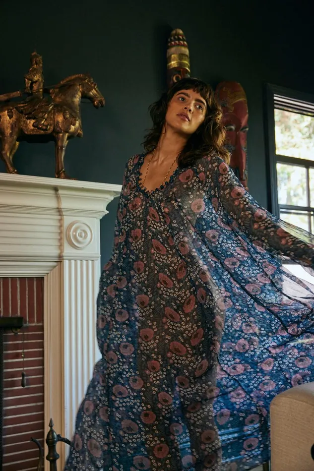 Women Natalie Martin Dresses Fiore Maxi Vintage Flowers Indigo