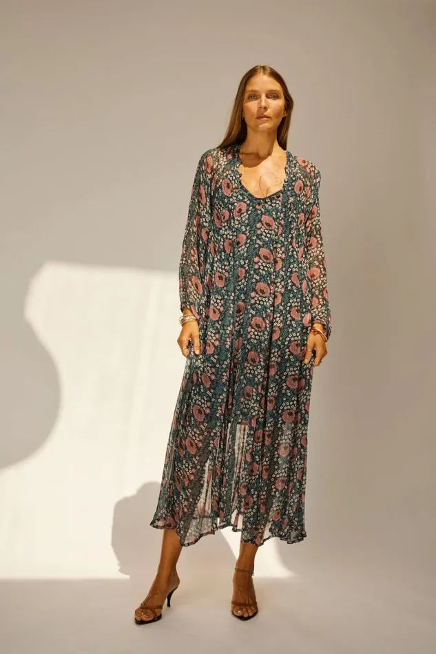 Women Natalie Martin Dresses Fiore Maxi Vintage Flowers Indigo