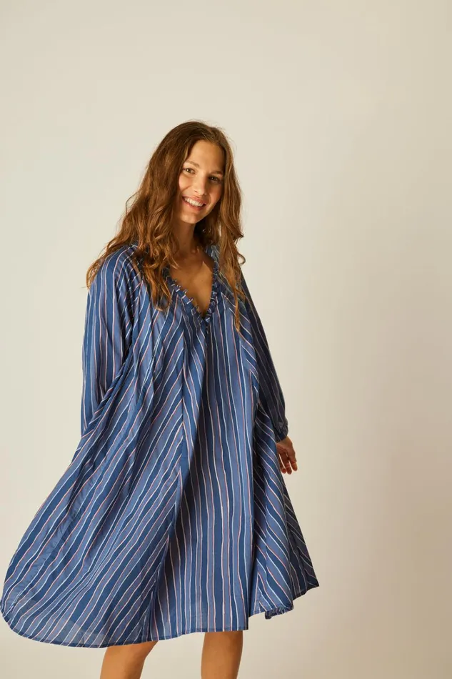 Women Natalie Martin Dresses Fiore Short Dress Batik Stripe Navy