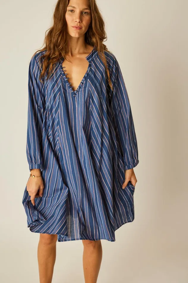 Women Natalie Martin Dresses Fiore Short Dress Batik Stripe Navy