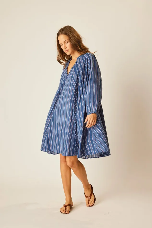 Women Natalie Martin Dresses Fiore Short Dress Batik Stripe Navy