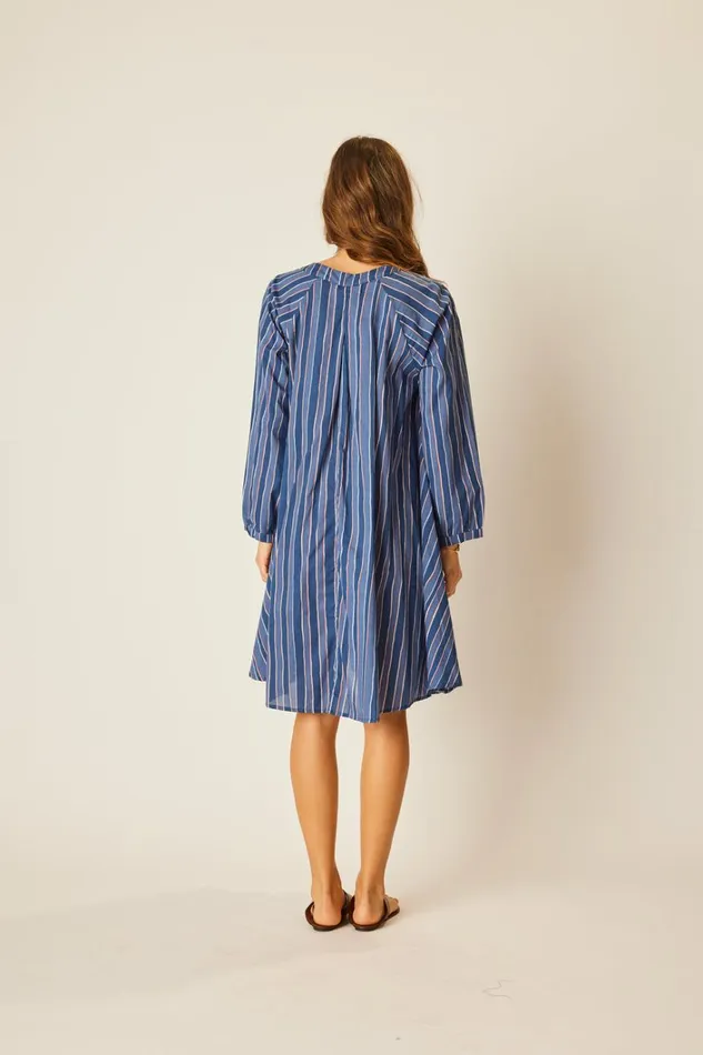Women Natalie Martin Dresses Fiore Short Dress Batik Stripe Navy