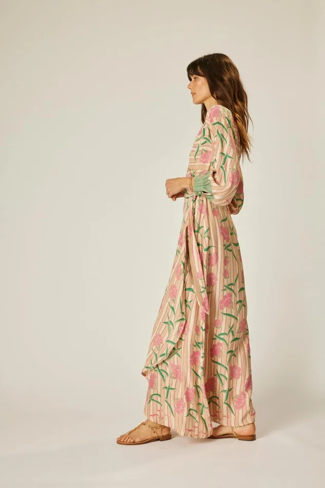 Women Natalie Martin Dresses Kate Long Sleeve Maxi Chamomile Rose