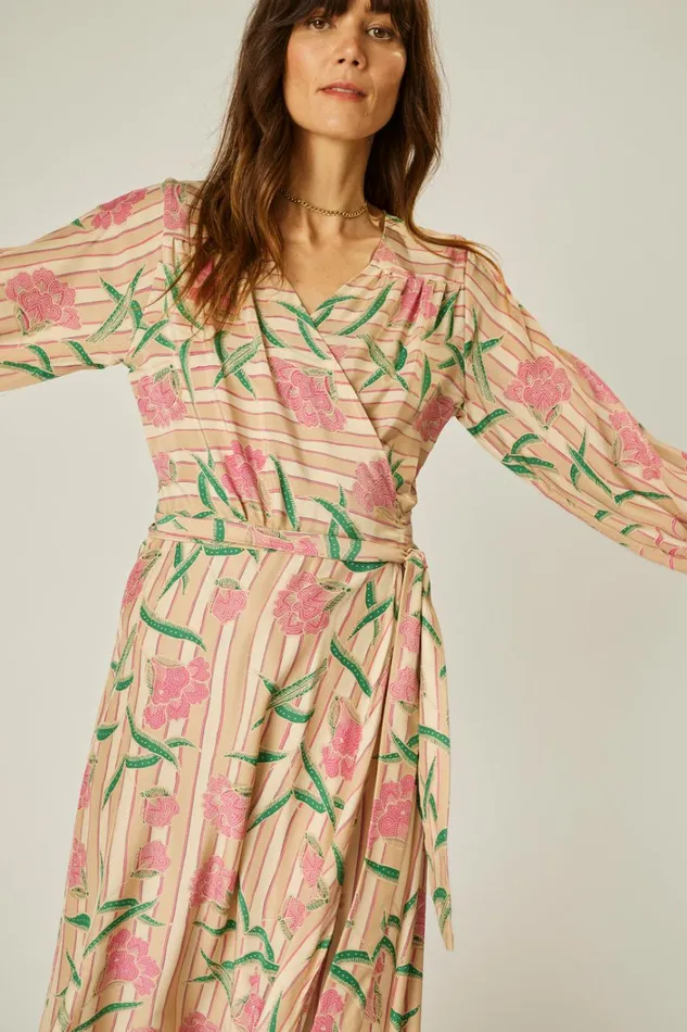 Women Natalie Martin Dresses Kate Long Sleeve Maxi Chamomile Rose