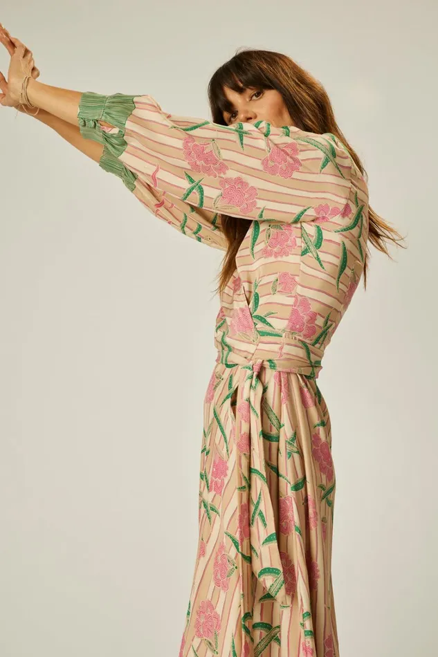 Women Natalie Martin Dresses Kate Long Sleeve Maxi Chamomile Rose