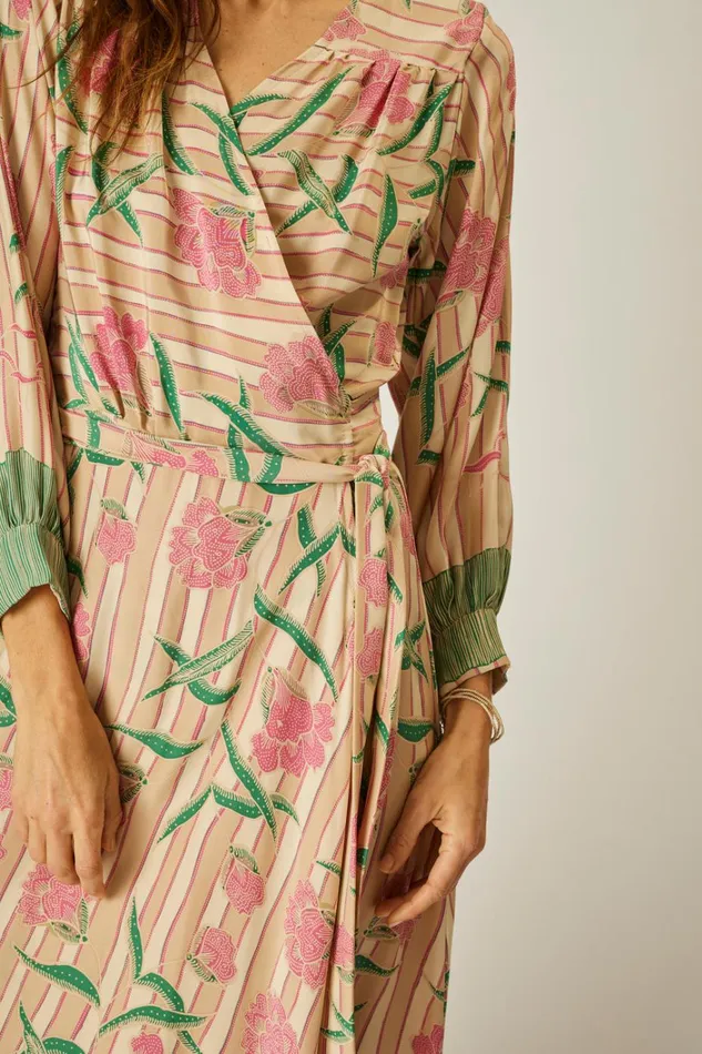 Women Natalie Martin Dresses Kate Long Sleeve Maxi Chamomile Rose