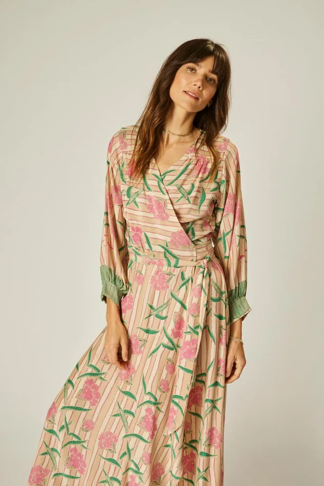 Women Natalie Martin Dresses Kate Long Sleeve Maxi Chamomile Rose