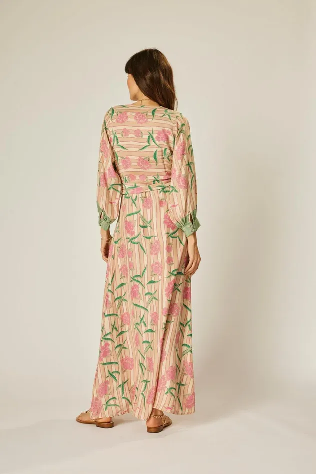 Women Natalie Martin Dresses Kate Long Sleeve Maxi Chamomile Rose