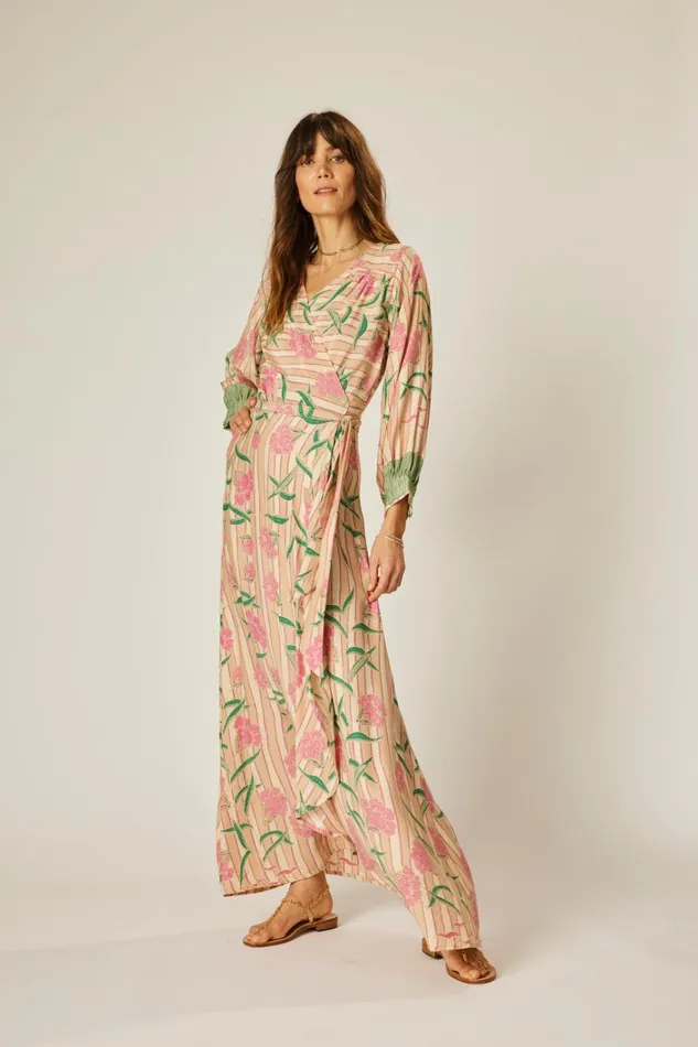 Women Natalie Martin Dresses Kate Long Sleeve Maxi Chamomile Rose