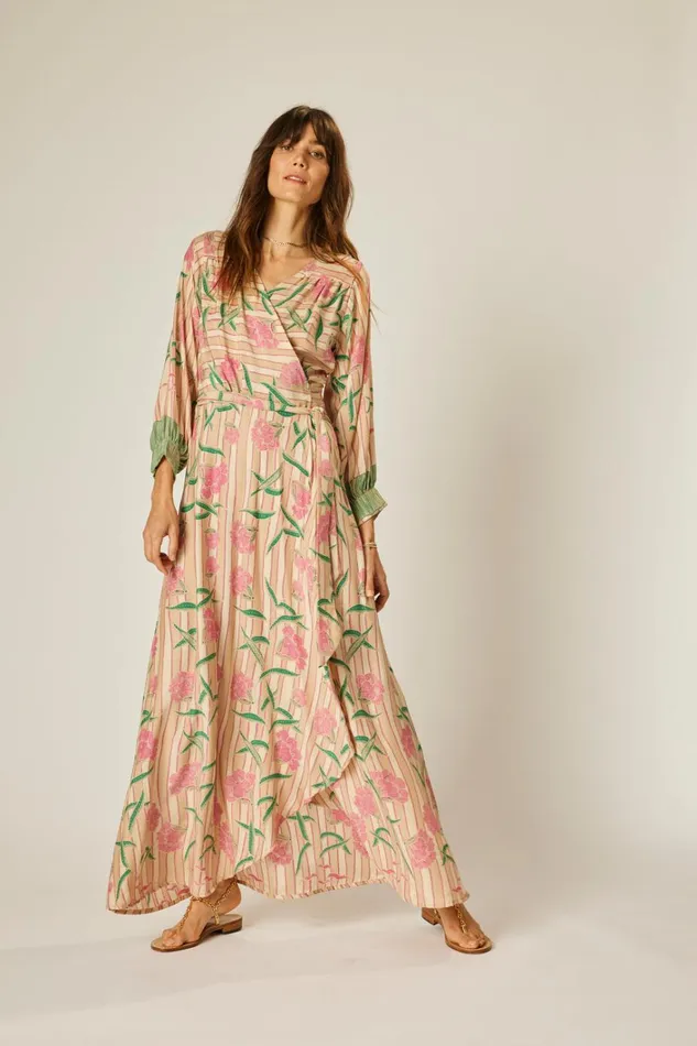 Women Natalie Martin Dresses Kate Long Sleeve Maxi Chamomile Rose