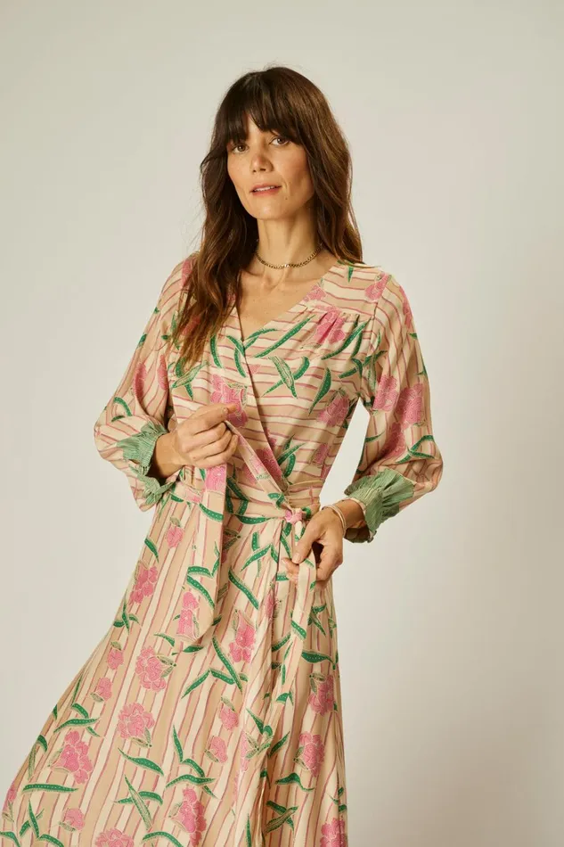 Women Natalie Martin Dresses Kate Long Sleeve Maxi Chamomile Rose
