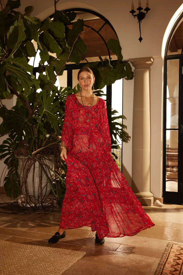 Women Natalie Martin Dresses Lainey Dress Chiffon Watercolor Vermil