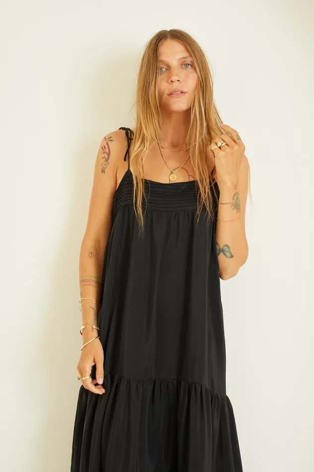 Women Natalie Martin Dresses Melanie Dress Black Silk