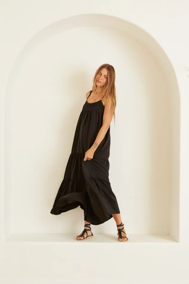 Women Natalie Martin Dresses Melanie Dress Black Silk