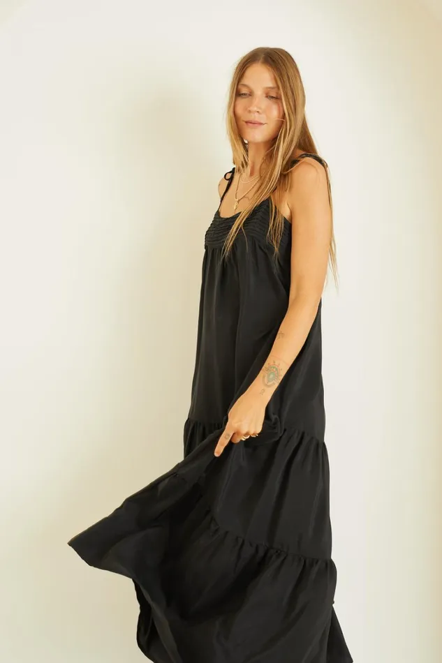 Women Natalie Martin Dresses Melanie Dress Black Silk