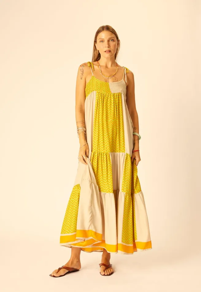 Women Natalie Martin Dresses Melanie Dress Block Zigzag Tangerine