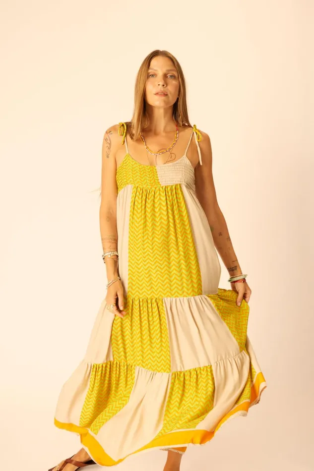 Women Natalie Martin Dresses Melanie Dress Block Zigzag Tangerine