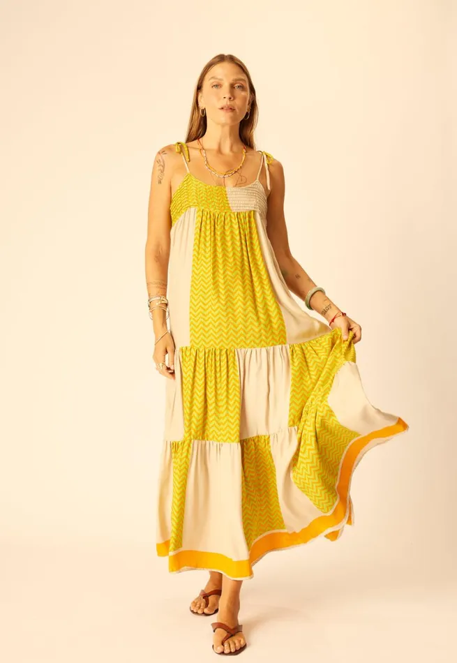 Women Natalie Martin Dresses Melanie Dress Block Zigzag Tangerine