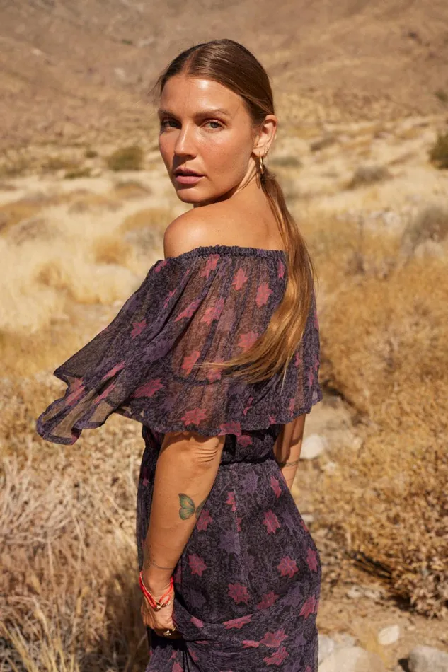 Women Natalie Martin Dresses Naomi Dress With Sash Snowflake Aubergine