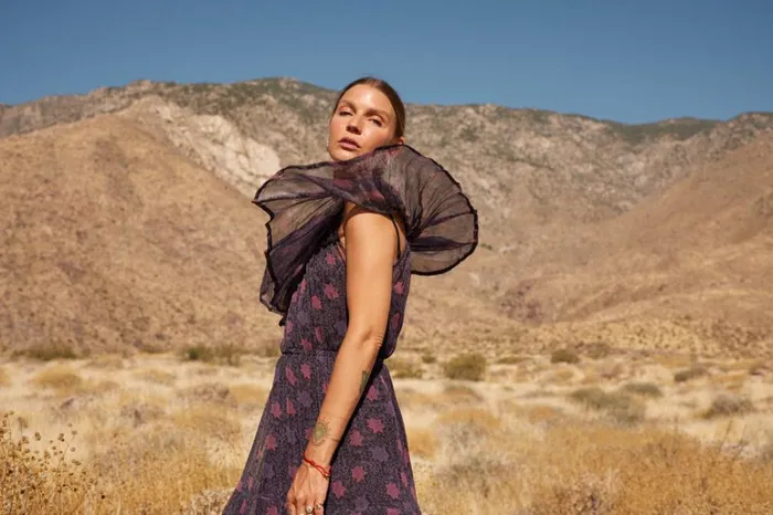 Women Natalie Martin Dresses Naomi Dress With Sash Snowflake Aubergine