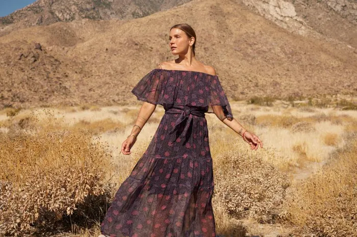 Women Natalie Martin Dresses Naomi Dress With Sash Snowflake Aubergine