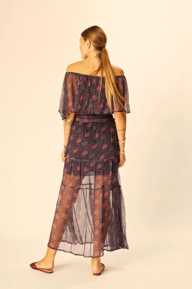 Women Natalie Martin Dresses Naomi Dress With Sash Snowflake Aubergine