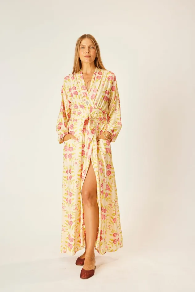 Women Natalie Martin Dresses Nico LS Maxi With Sash Prairie Dusty Crimson