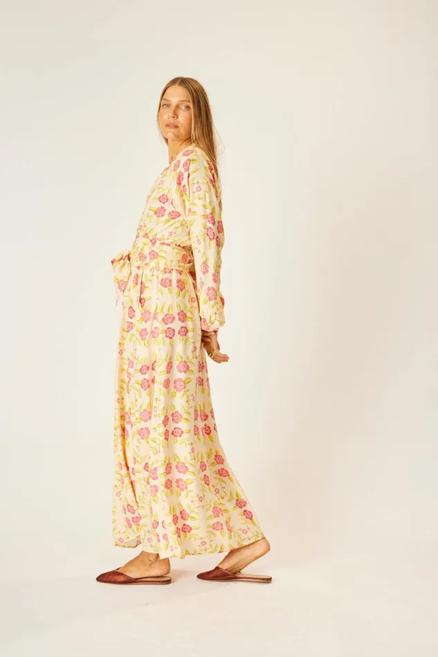 Women Natalie Martin Dresses Nico LS Maxi With Sash Prairie Dusty Crimson
