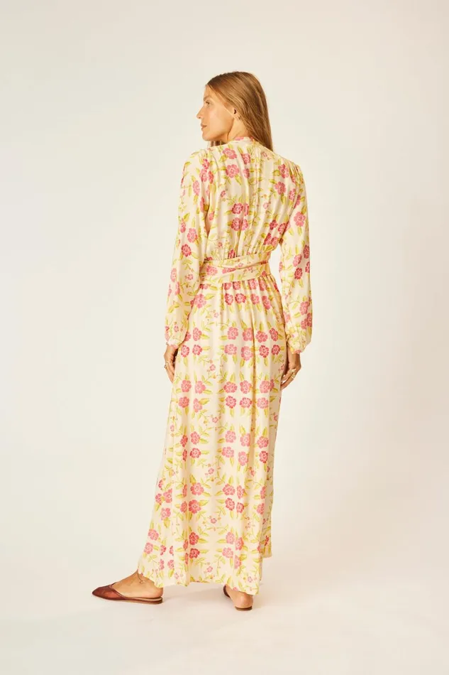 Women Natalie Martin Dresses Nico LS Maxi With Sash Prairie Dusty Crimson