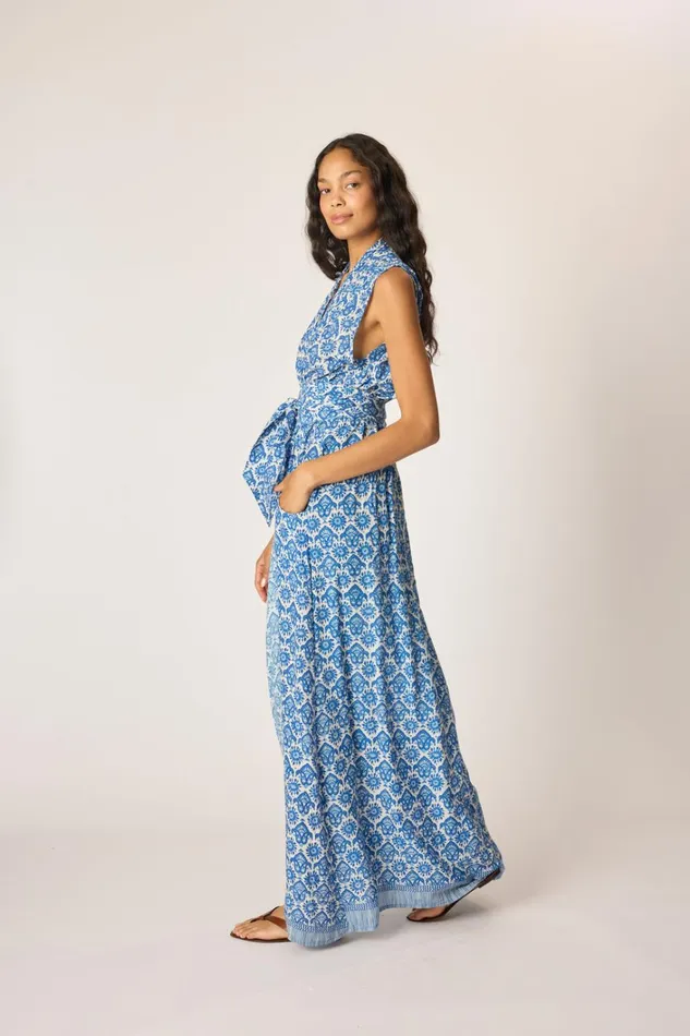 Women Natalie Martin Dresses Nico Sleeveless Maxi Fleurdelis Blue