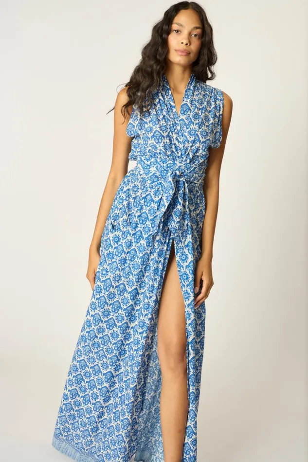 Women Natalie Martin Dresses Nico Sleeveless Maxi Fleurdelis Blue
