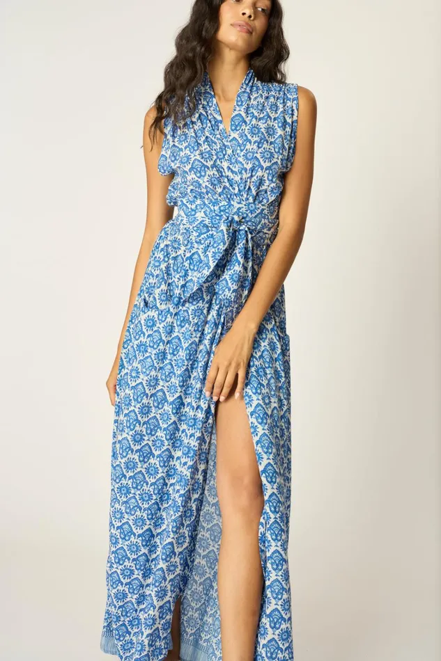 Women Natalie Martin Dresses Nico Sleeveless Maxi Fleurdelis Blue