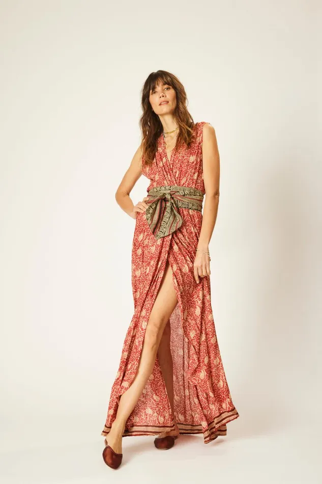 Women Natalie Martin Dresses Nico Sleeveless Maxi Water Lily Terracotta