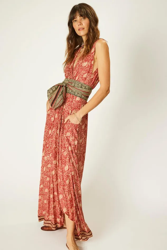 Women Natalie Martin Dresses Nico Sleeveless Maxi Water Lily Terracotta