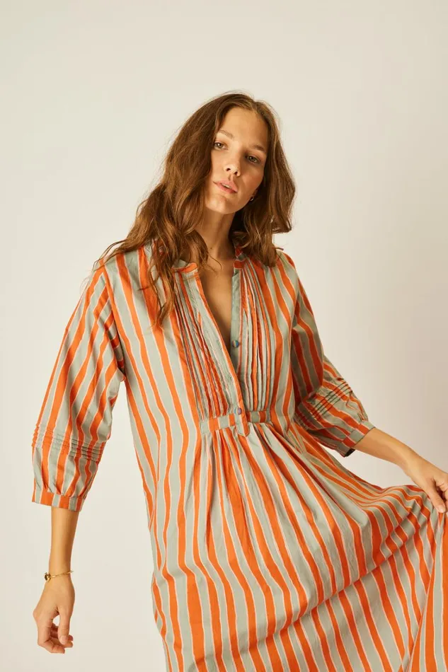Women Natalie Martin Dresses Sammie Maxi Batik Stripe Sage