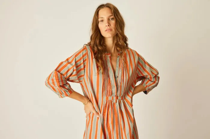 Women Natalie Martin Dresses Sammie Maxi Batik Stripe Sage