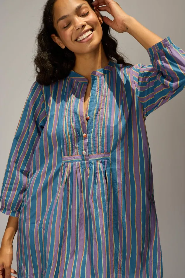 Women Natalie Martin Dresses Sammie Short Dress Batik Stripe Lavender