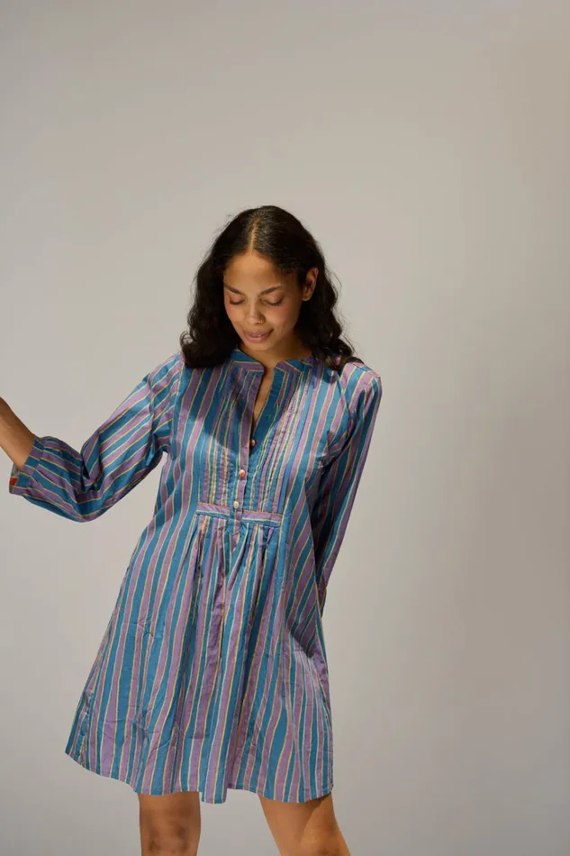 Women Natalie Martin Dresses Sammie Short Dress Batik Stripe Lavender