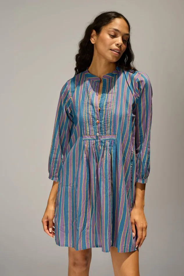 Women Natalie Martin Dresses Sammie Short Dress Batik Stripe Lavender