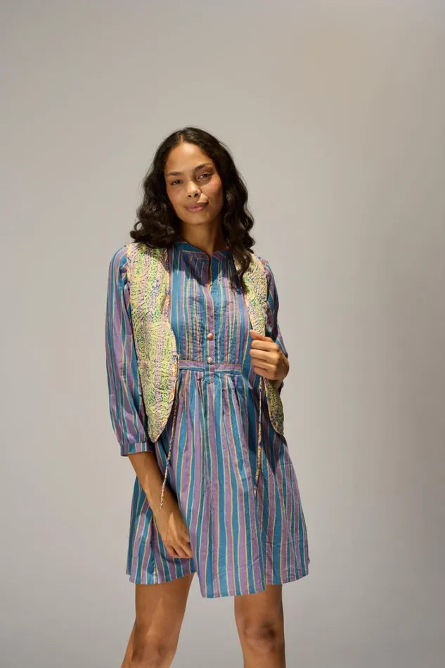Women Natalie Martin Dresses Sammie Short Dress Batik Stripe Lavender