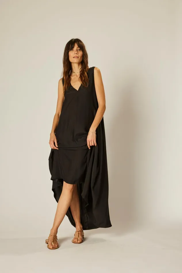 Women Natalie Martin Dresses Tova Maxi Black Silk