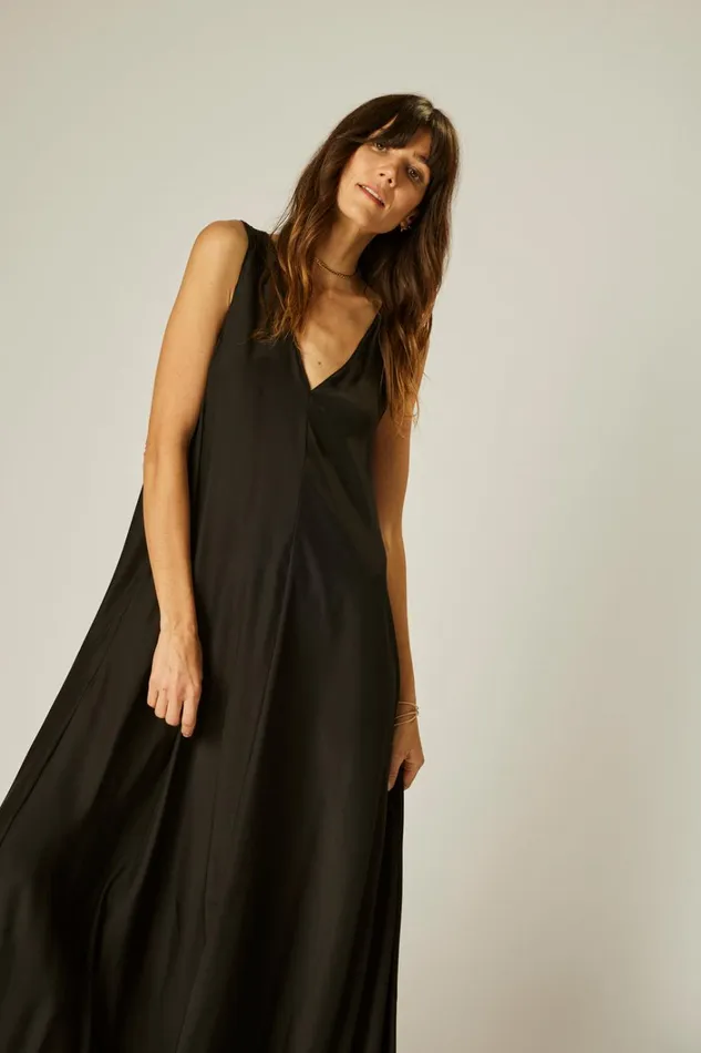Women Natalie Martin Dresses Tova Maxi Black Silk