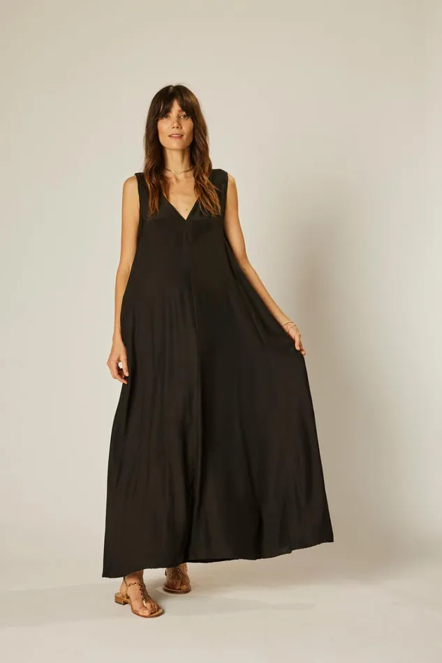 Women Natalie Martin Dresses Tova Maxi Black Silk