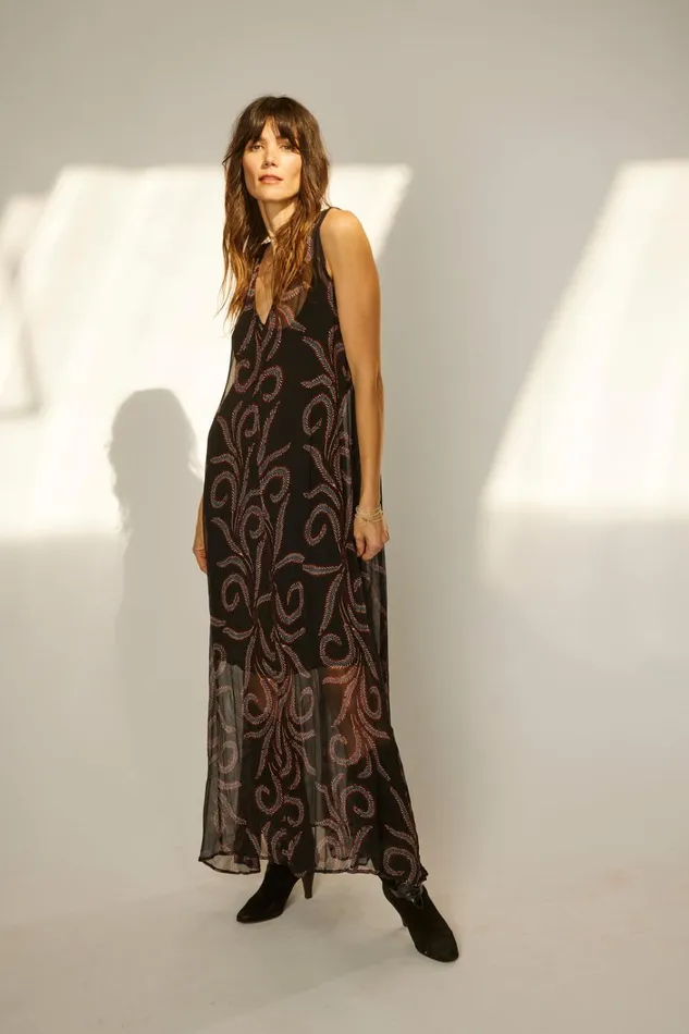 Women Natalie Martin Dresses Tova Maxi Feather Chiffon