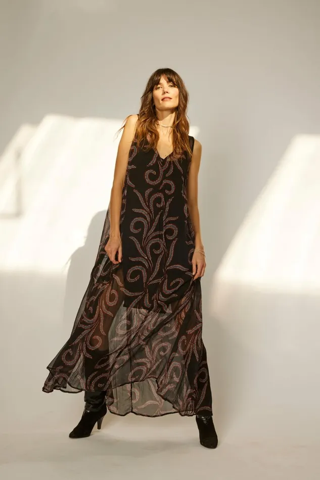 Women Natalie Martin Dresses Tova Maxi Feather Chiffon