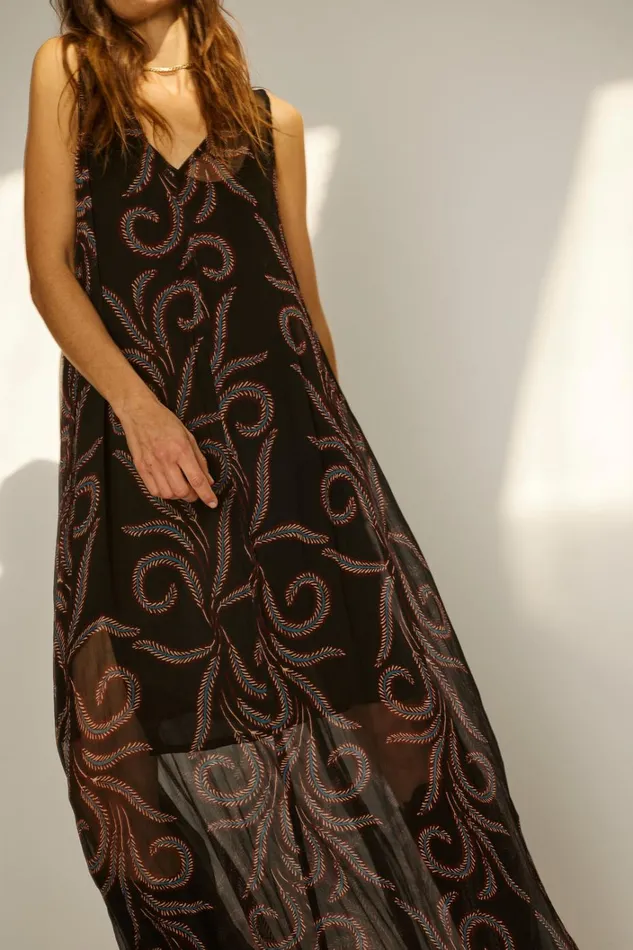 Women Natalie Martin Dresses Tova Maxi Feather Chiffon