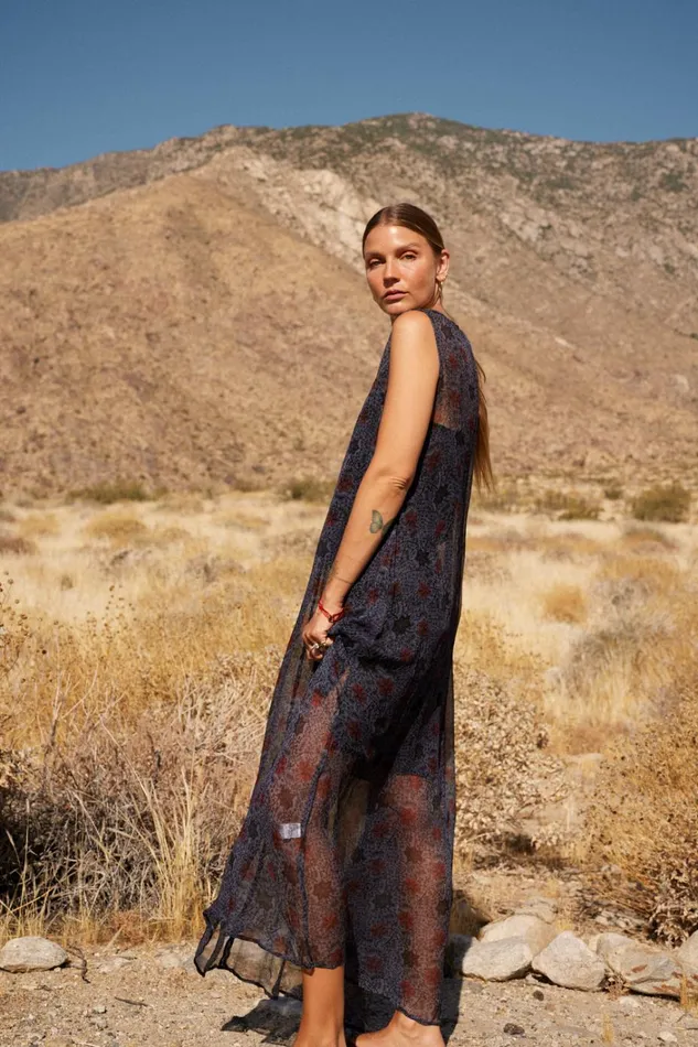 Women Natalie Martin Dresses Tova Maxi Snowflake Steel Blue