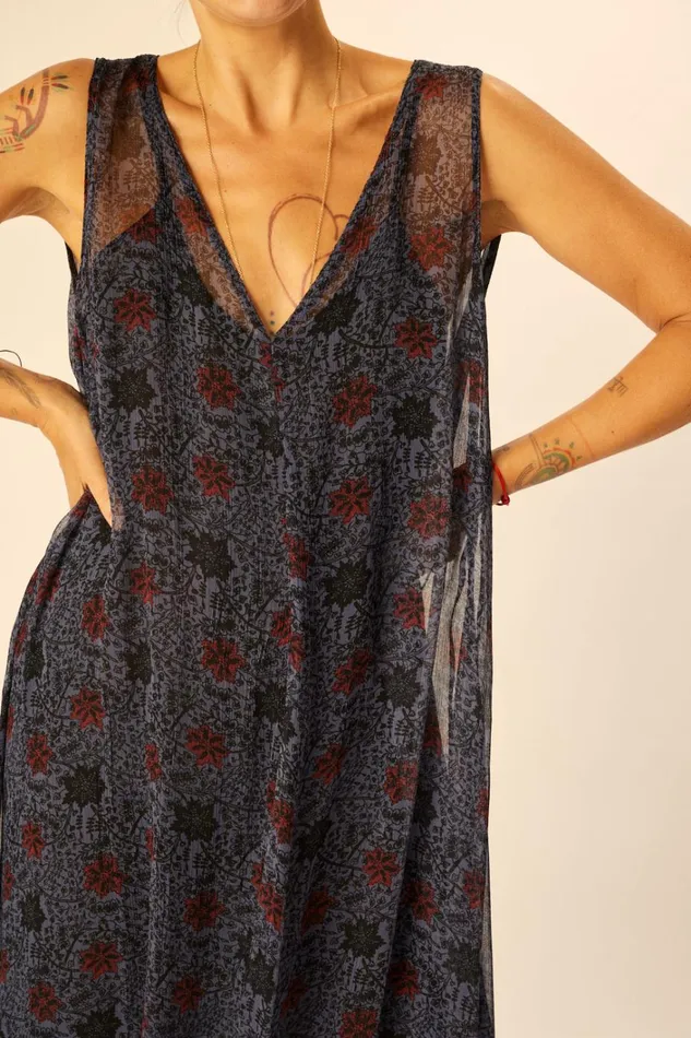 Women Natalie Martin Dresses Tova Maxi Snowflake Steel Blue