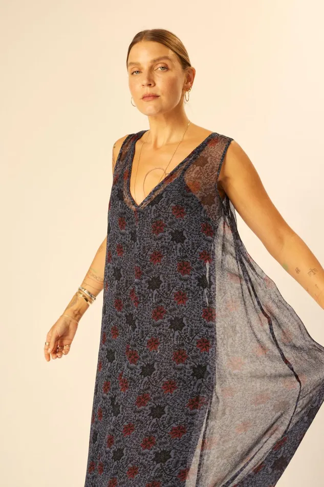 Women Natalie Martin Dresses Tova Maxi Snowflake Steel Blue