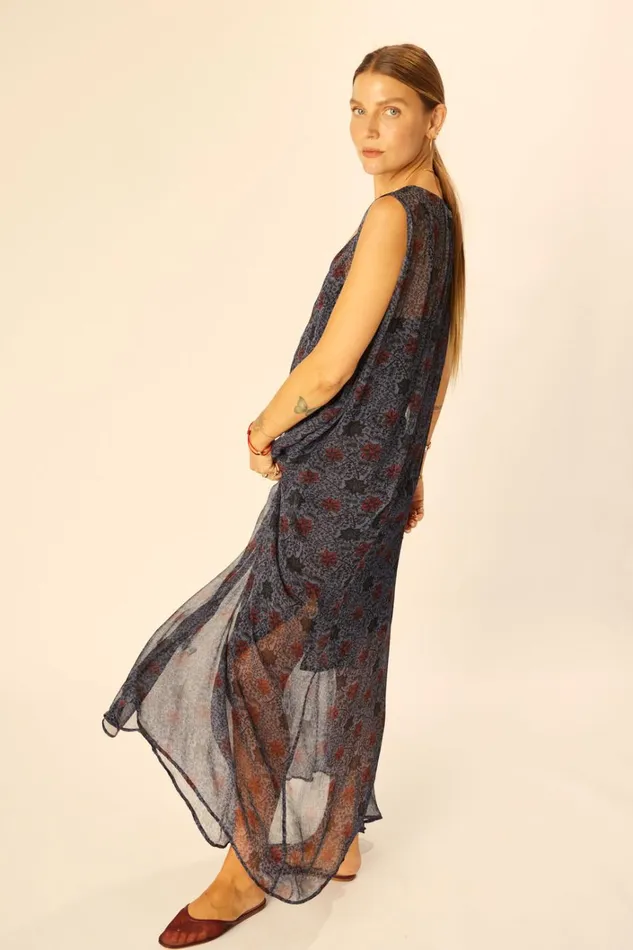 Women Natalie Martin Dresses Tova Maxi Snowflake Steel Blue